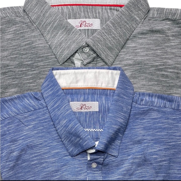 Bundle of 2 ETZO Mens 4XL Shirts Blue Gray Long Sleeve Button Down Stretch - Picture 1 of 14